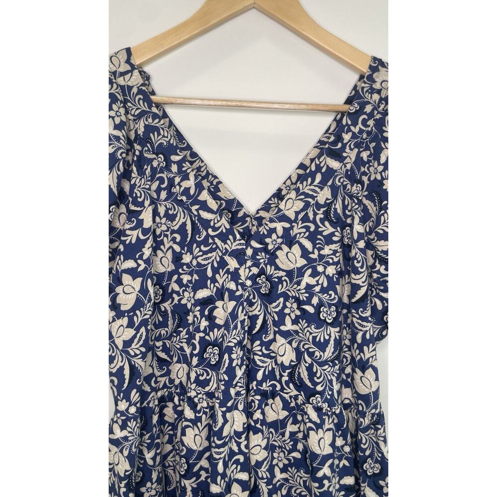 Old Navy Tiered Swing Dress Floral Ruffle Peasant Cottagecore Blue Womens XL - Picture 7 of 16